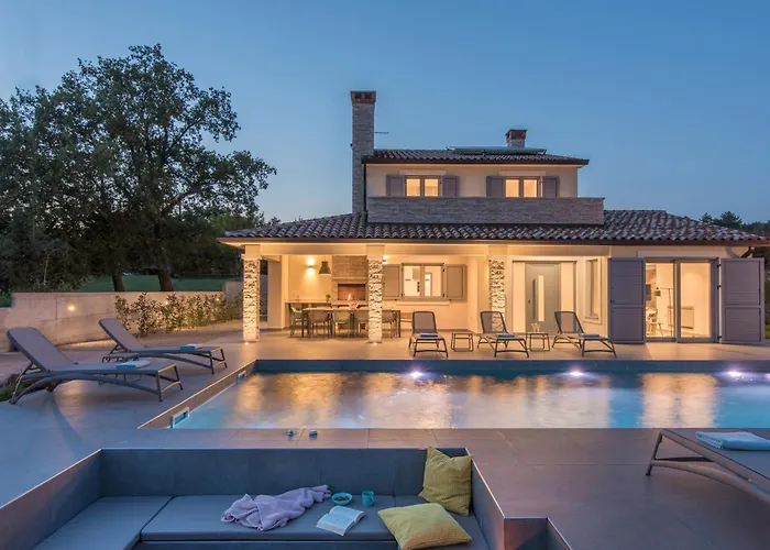 Aurelia Near Labin For 9 Persons With Heated 60 M2 Pool, Wellness & Kids Playground