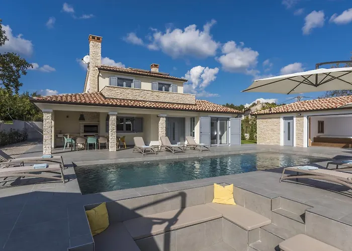 Aurelia Near Labin For 9 Persons With Heated 60 M2 Pool, Wellness & Kids Playground *