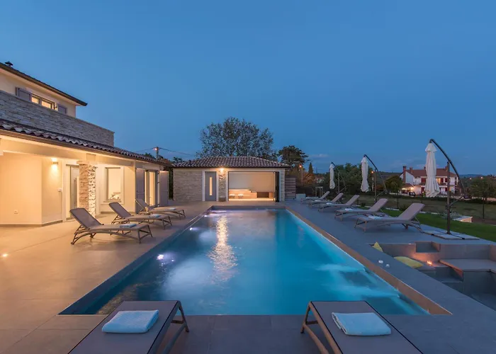 Aurelia Near Labin For 9 Persons With Heated 60 M2 Pool, Wellness & Kids Playground